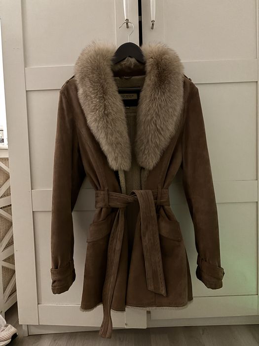 Haină Oakwood din piele întoarsă naturală + blană naturală