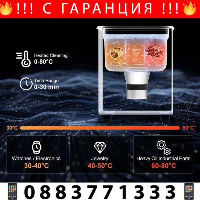 НЕМСКИ Ултразвуков почистващ уред + ПОДАРЪК ЛЕД ФЕНЕР