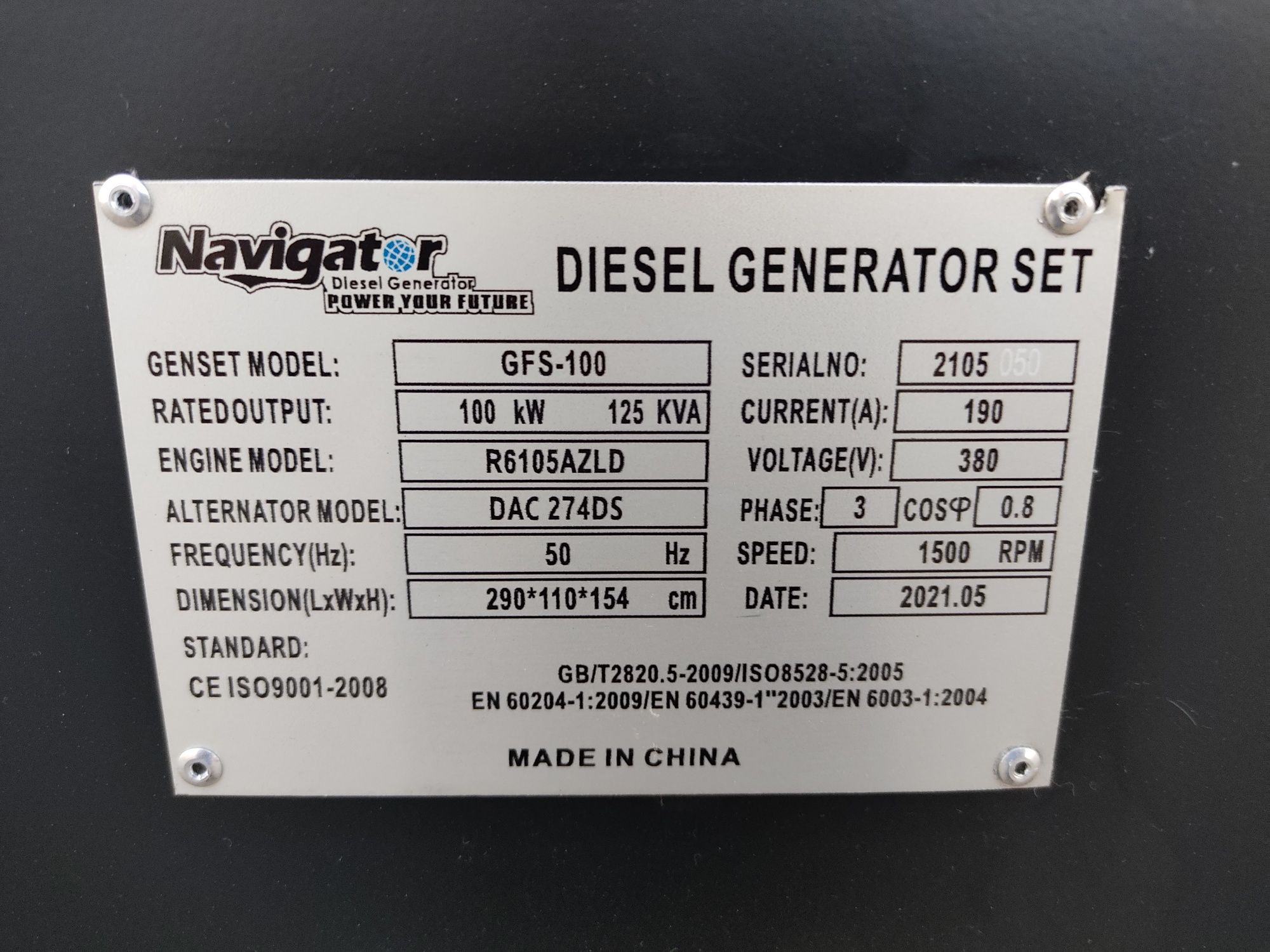 Dizel Generator Navigator 150 Kwa 120 kw Dizel