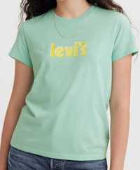 Levi's, tricou de bumbac cu decolteu, albastru, L - 140 lei