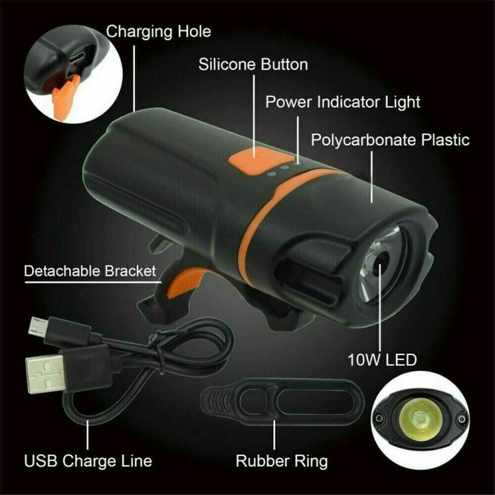 Far Orange, reincarcabil USB, 6 moduri iluminare, Litiu Polymer