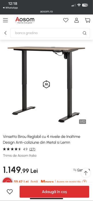 Vând birou, un mic defect(zgârietura din imagine)!