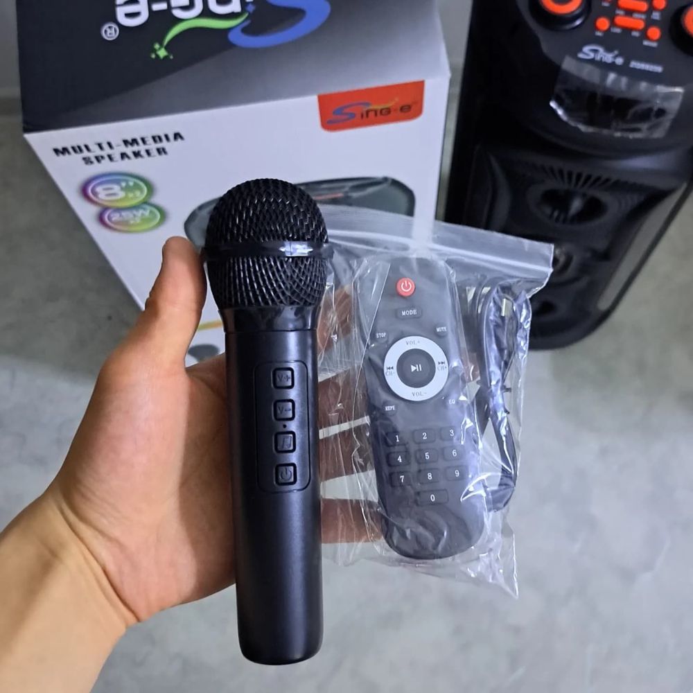 Портативная BLUETOOTH КОЛОНКА с беспроводным МИКРОФОНОМ