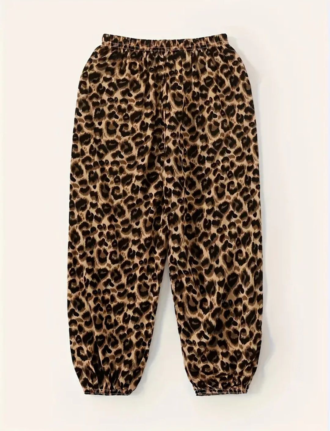 Pantaloni Eleganți Cu Imprimeu Leopard Subțire