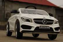 Masina electrica pentru copii Mercedes CLA45 cu LED, 2x 35W 12V #Alb