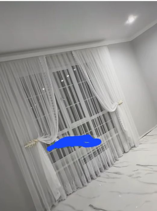 Готовый Штор, качественный  новый, с крючками