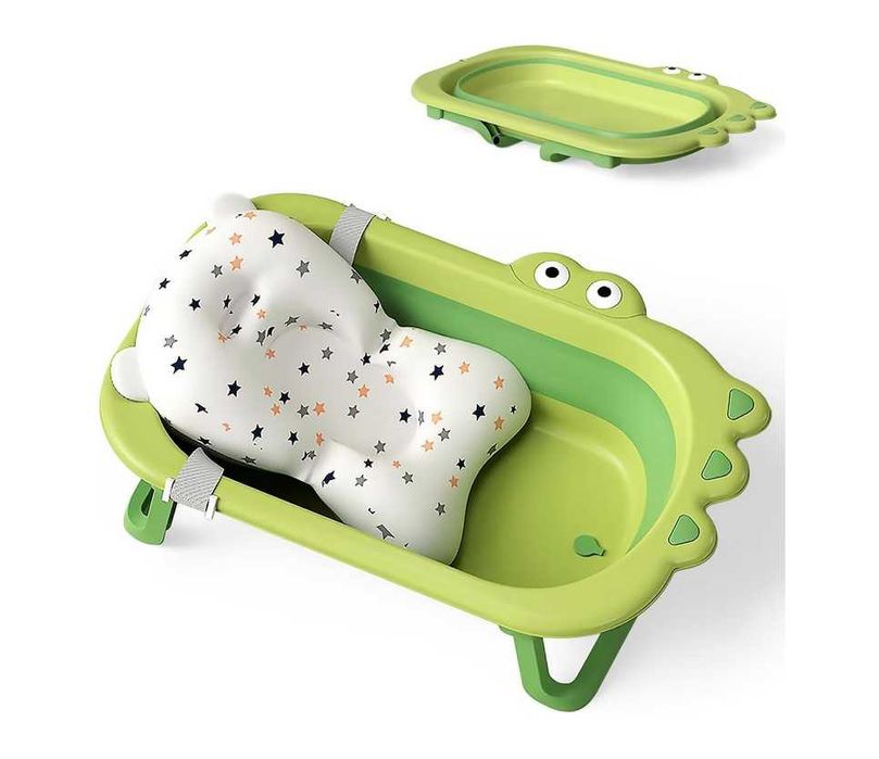Cadita bebelusi pliabila cu pernuta lavabila HappyCroco 0-3 ani - NOUA