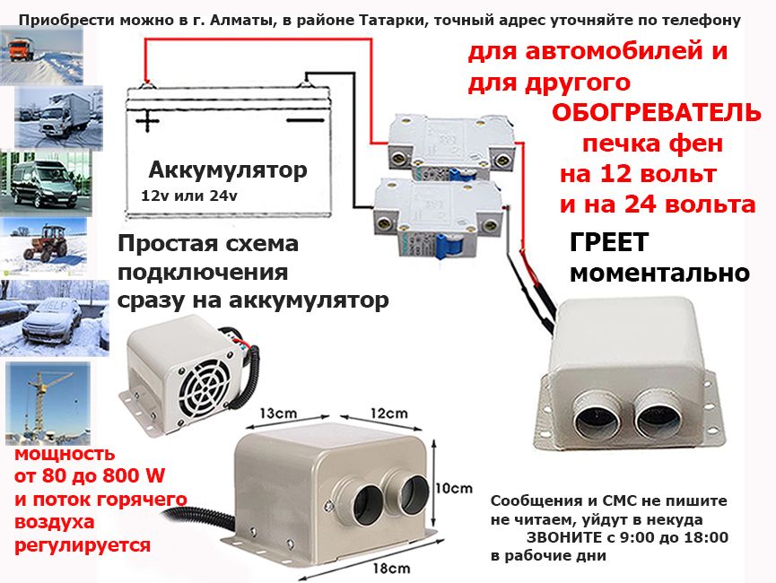 Зимой в салон для разных машин ОБОГРЕВАТЕЛЬ авто-печка электрическая