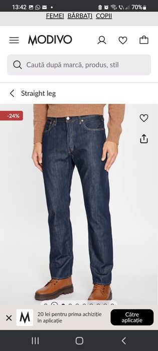Blugi originali Levi's,albastru indigo, W 29/L 34,noi.Super pret