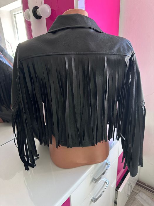 Geaca franjuri imitatie piele