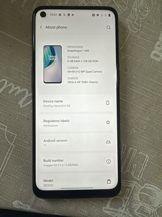 OnePlus Nord 10 ,5(g), 128 gb , 6 gb ram