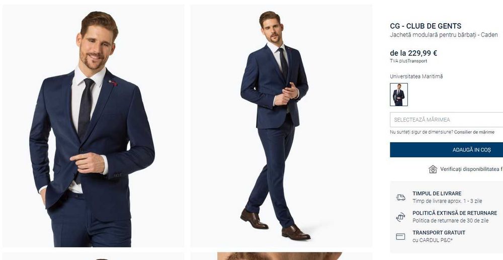 Sacou blazer slim 48 M premium Club Of Gents NOU lana super 120's navy