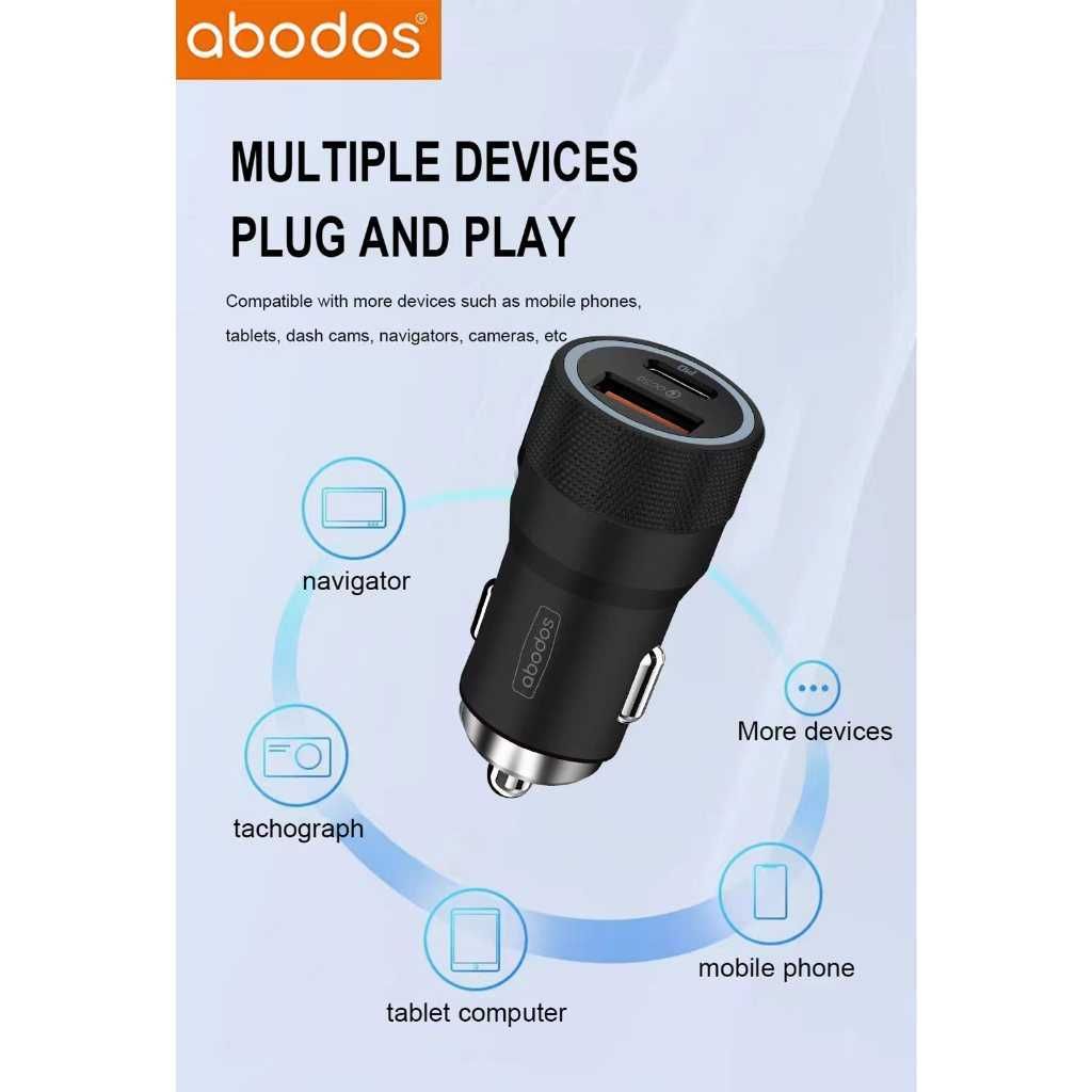 Зарядно за телефон 12-24V / 48W  Type C + USB Digital One SP00998