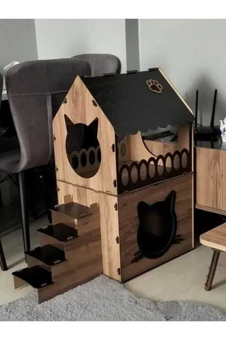 Къщичка за котки, дървена котешка къщурка, къща домашен любимец, коте