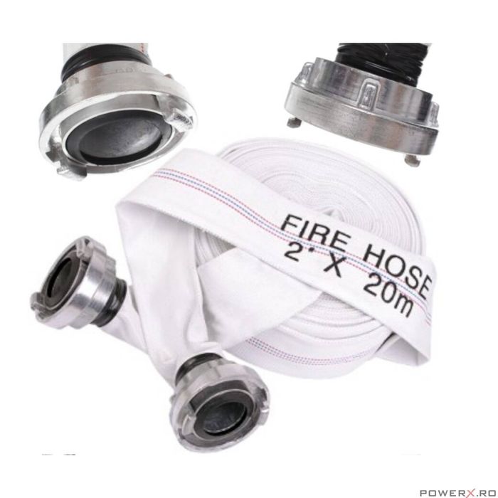 Furtun apa irigatii tip pompieri 2"20 metri, cu cuple, 12 bari, Kraft