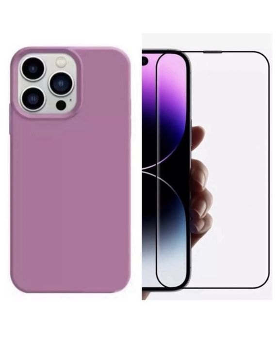 Husa Catifea Piele si Folie Sticla Iphone 13/14/15/16E/17 PRO MAX AIR