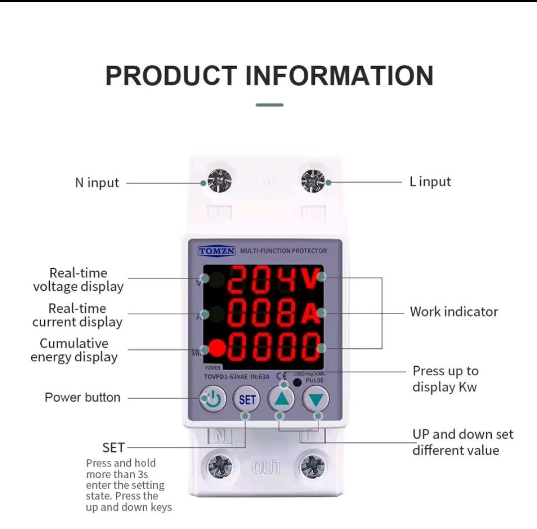 Защита пренапрежение 220V – 50Hz/60HZ