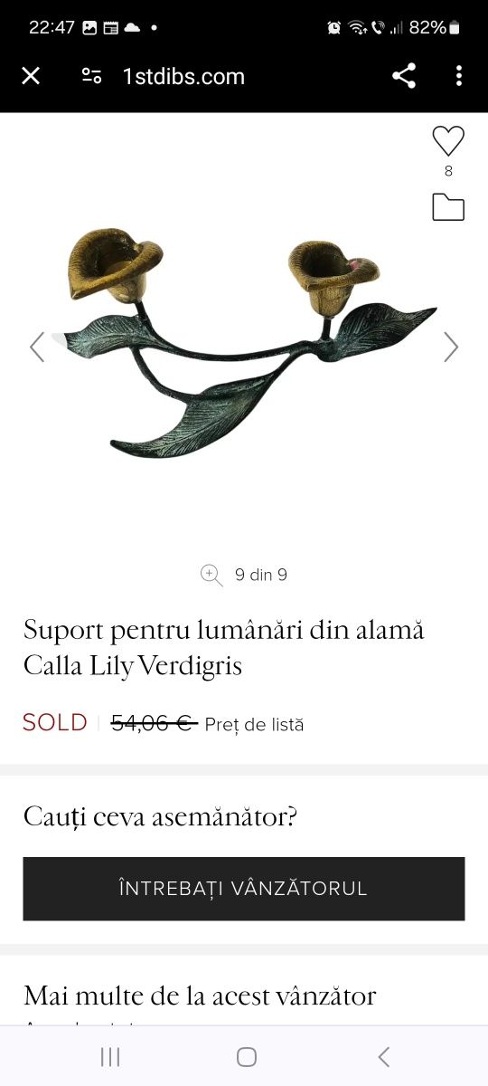 Suport de lumânări Calla Lily Verdigris