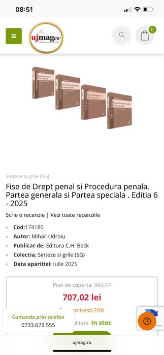 Fise de Drept penal si Procedura penala- Mihail Udroiu 2025