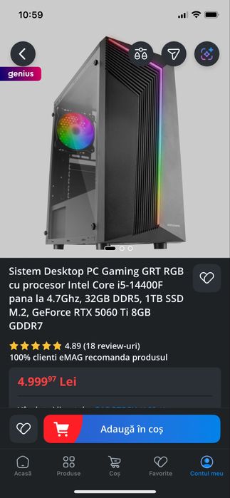 Vand pc gaming , i5-1440f 32Gb ddr5 1tb ssd geforge rtx 5060Ti