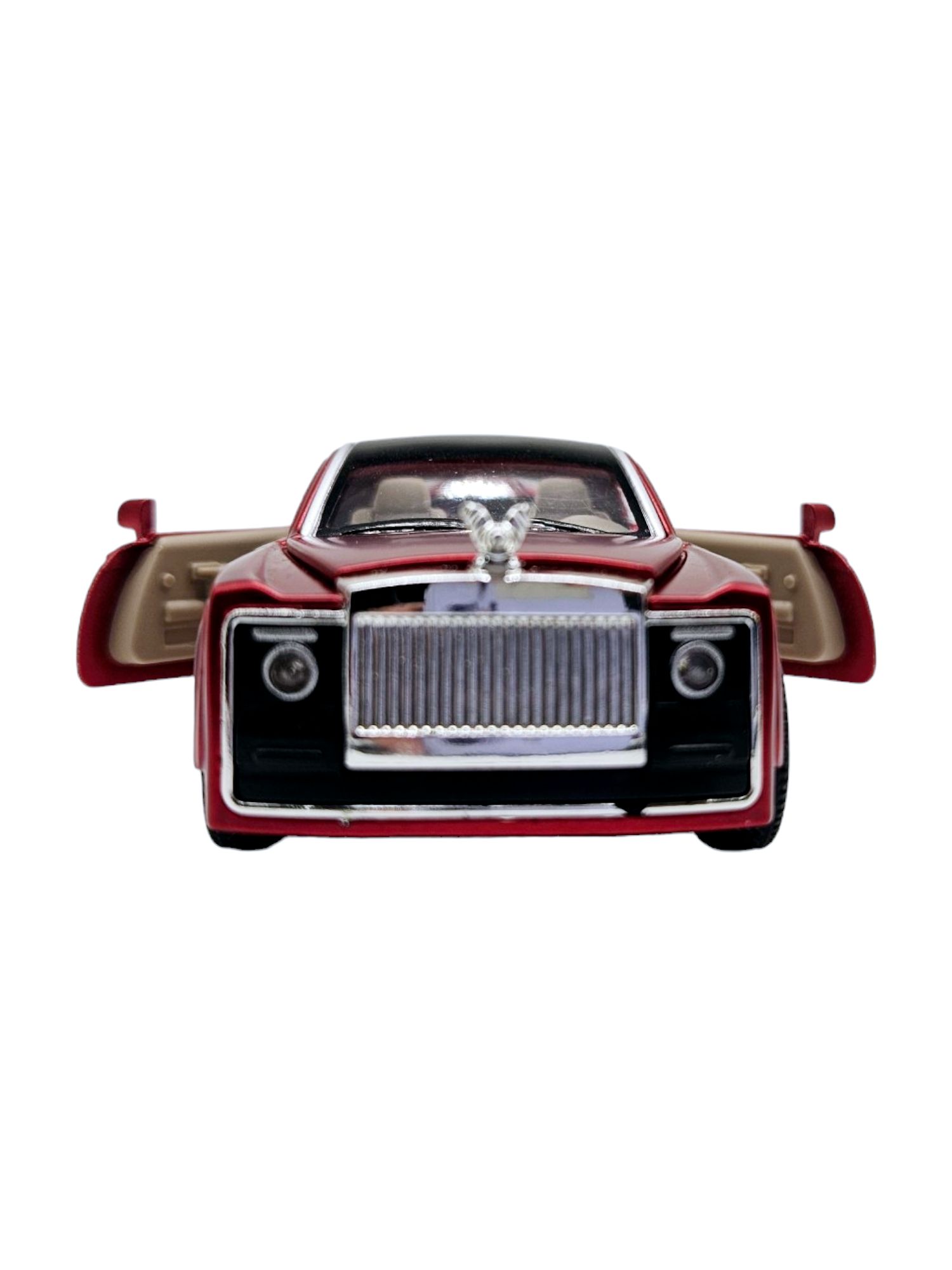 Masinuta metalica Rolls Royce, Sunete si lumini Rosu, 13cm