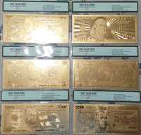 Промо! Нов Сет от 5 златни банкноти долара произведени в САЩ с 2 серт