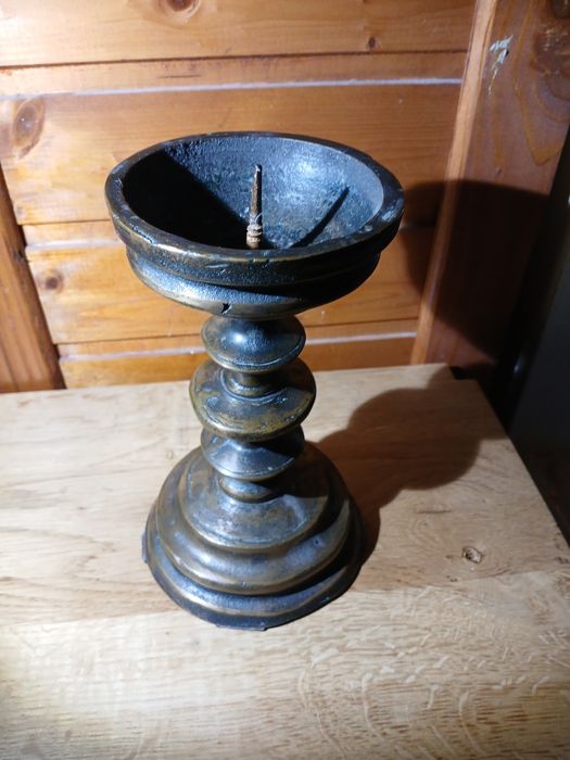 Suport de lumânare brutalist vintage 1960 bronz inaltime 20 cm 3.1 kg