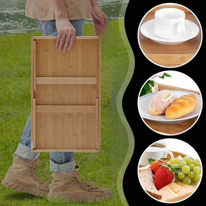 Сгъваема бамбукова масичка за лаптоп и закуска в леглото Ruhhy