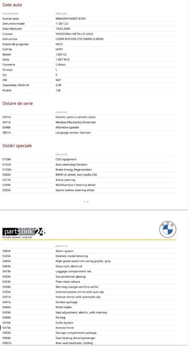 Bmw seria 1 e87 120d 177cp EXEMPLAR DOTAT
