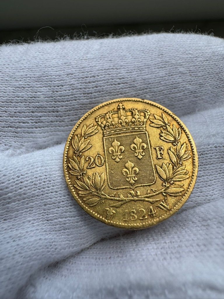 Moneda aur Franta regat 20 franci 1824 W Ludovic al XVIII rara