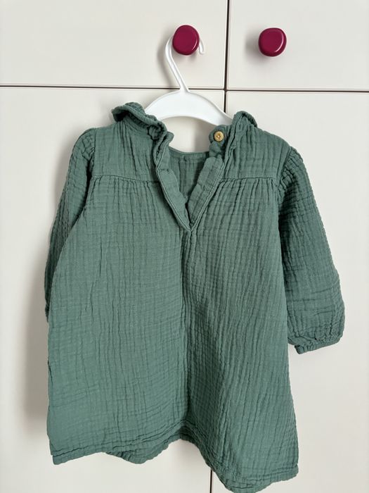 Rochie muselină, verde, 86 cm, H&M
