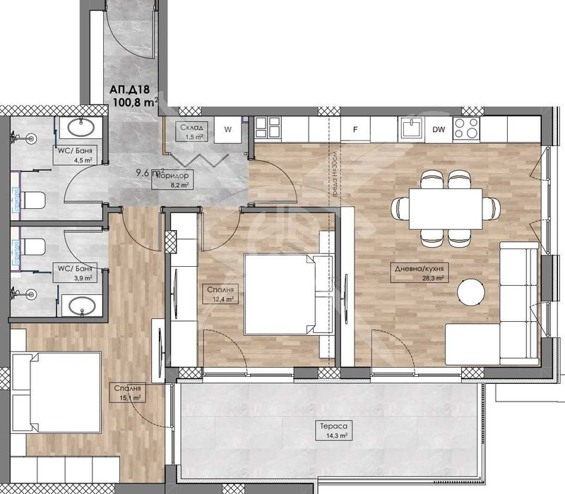 Тристаен апартамент Кършияка 667-23042