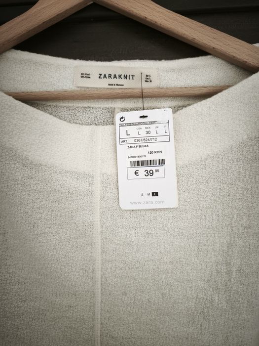 Pulover Zara mărimea L nou cu etichetă din lână 80%