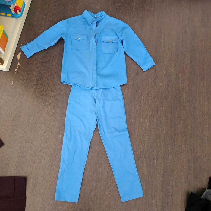 Женский синий костюм джинсовый