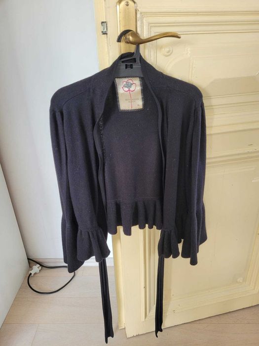 cardigan de lana negru