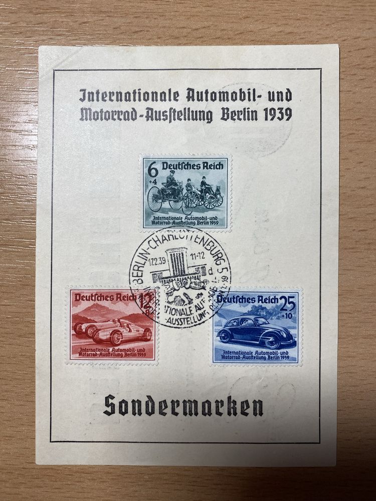 Card suvenir cu timbre Expozitia Internationala Auto 1939 Berlin