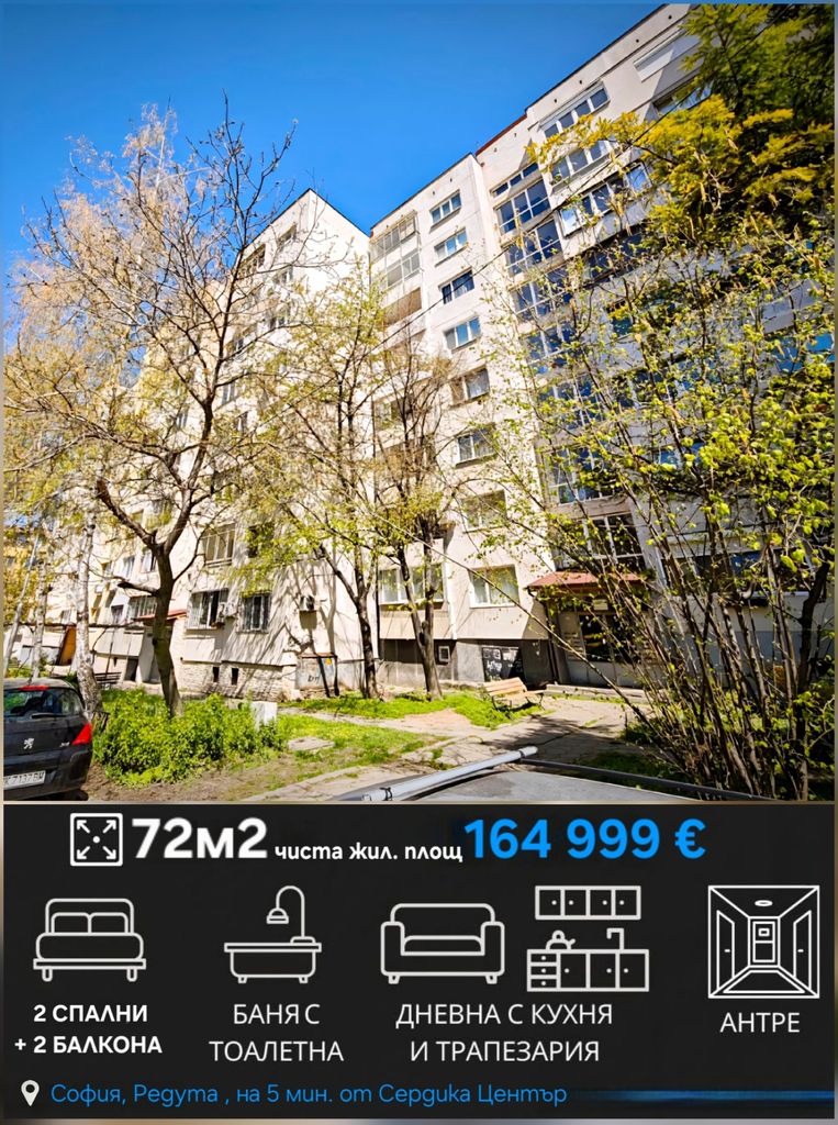 Продава се Тристаен апартамент в София, Редута - 72 кв.м за 2264 €/кв.м - Снимка #1
