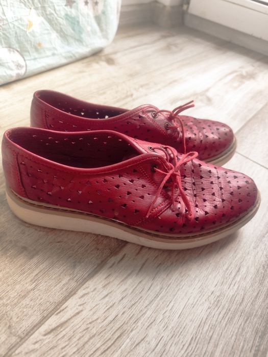 Pantofi casual piele roșie marimea 37