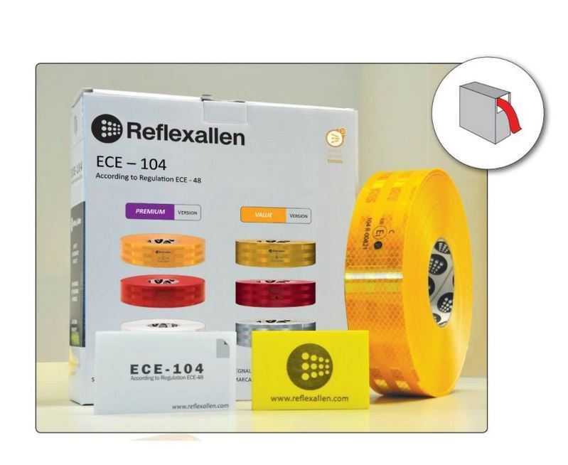 banda reflectorizanta galbena alba rosie 3m rola 50m