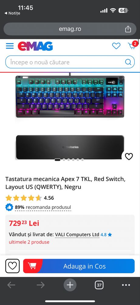 Tastatură Steelseries Apex 7 TKL