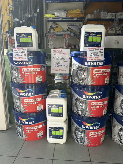 Vopsea lavabila Savana Ultra Rezist 15L interior + Amorsa 4L