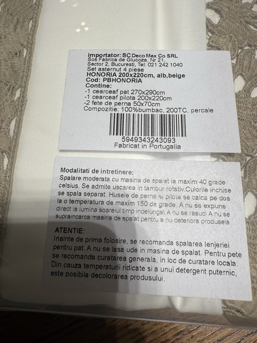 HONORIA Set așternut 4 piese, 200x220cm mobexpert