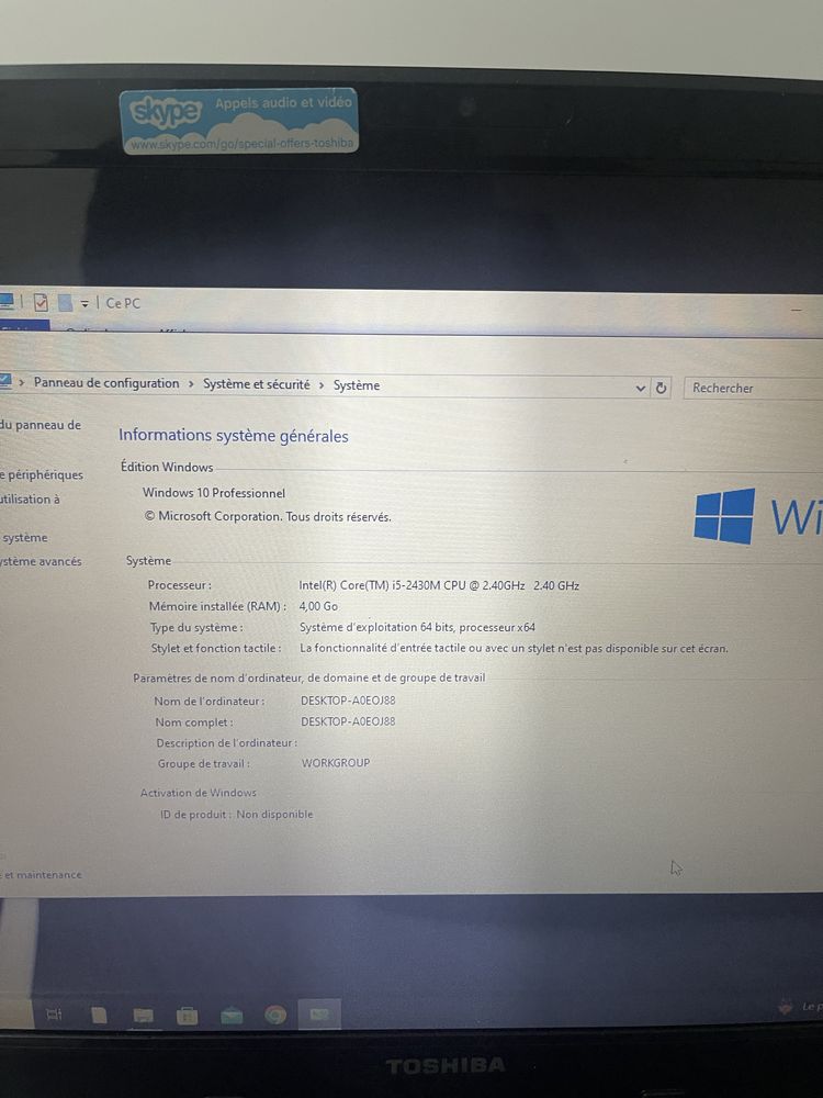 Pc laptop toshiba i5