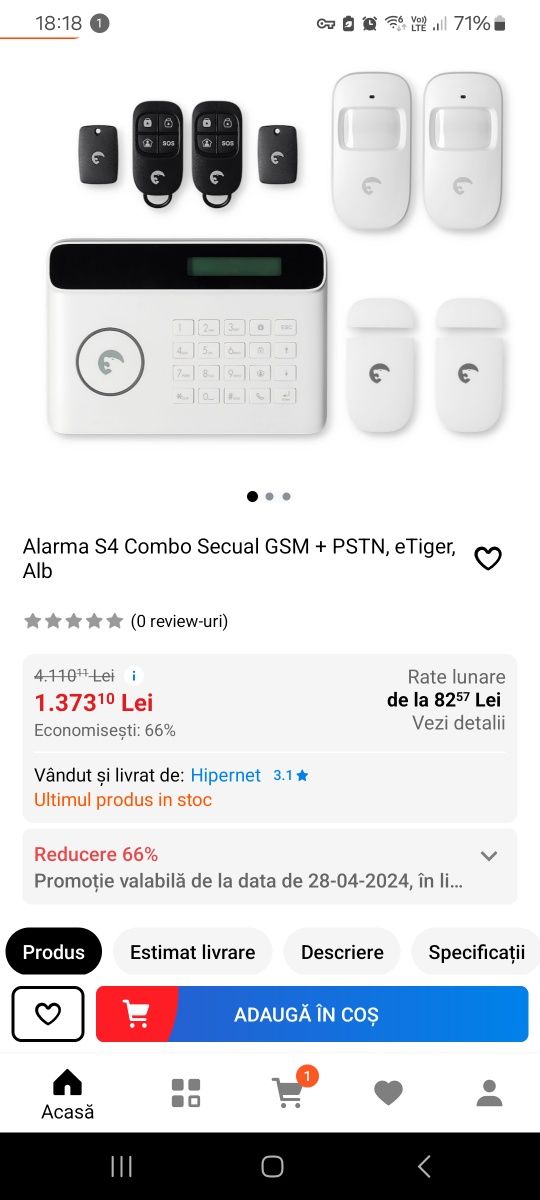 Alarma S4 Combo Secual GSM + PSTN, eTiger, Alb