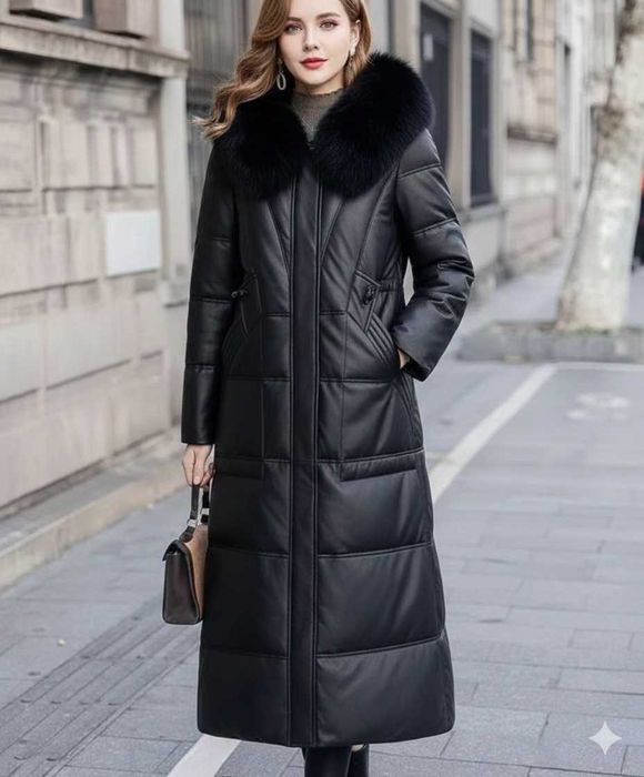 100% Овчина. Шикарное пальто-дубленка стиль пуховик 3-в-1. Новое!