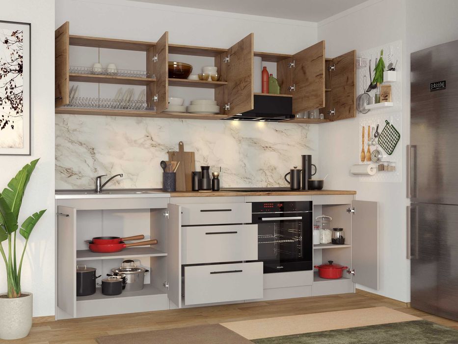 Set Mobila Bucatarie Linea 240 Casmir / Stejar C09 - Transport Gratuit