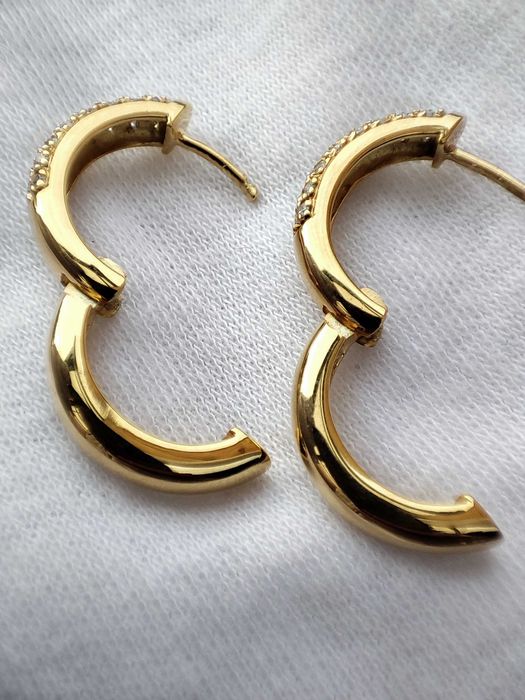 Cercei Aur 14K Cu Diamante Brilliante Catusa Creole Roate Unicat