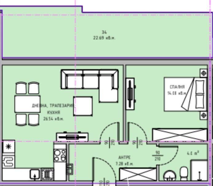 Двустаен апартамент в затворен комплекс В СТРОЕЖ в ж.к. Малинова доли