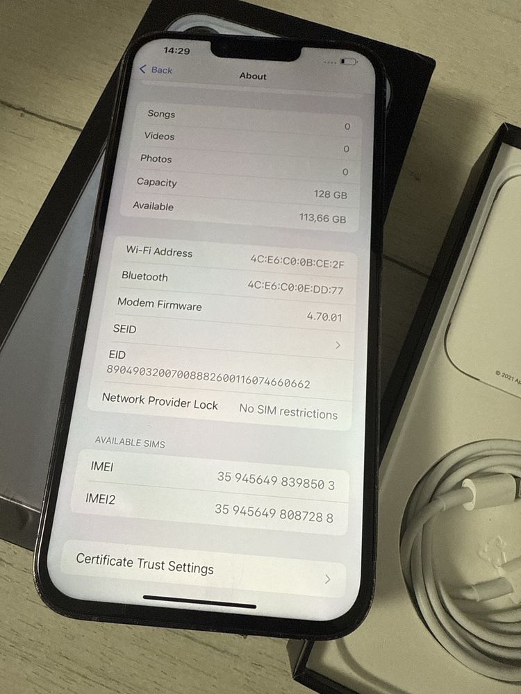 Iphone 13 Pro Max 128Gb Full Box 94% baterie