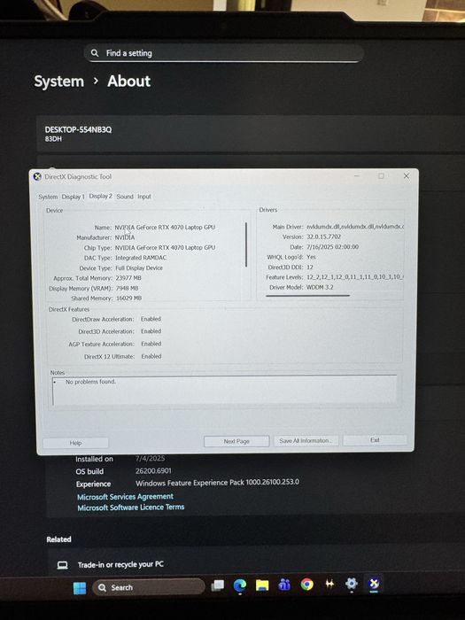 Laptop Gaming Slim 5 16AHP9 RTX 4070 1TB Amd ryzen 7 8845HS